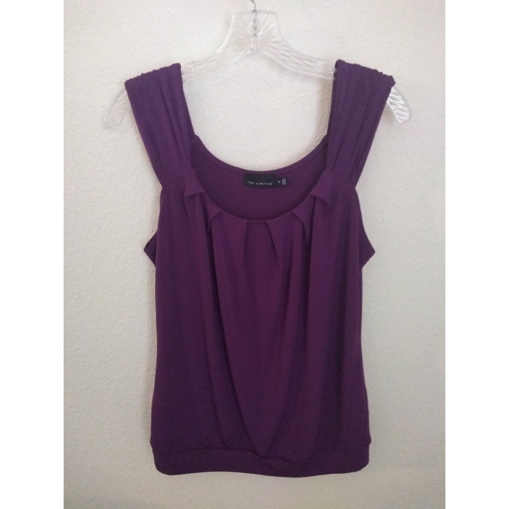The Limited Solid Purple Pleated Ruched Tank Top
